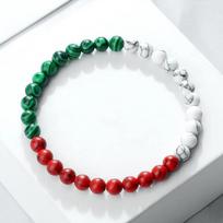 Šalių vėliava Spalva karoliukai Apyrankė Natūralus akmuo Palestina Arabų Raudona Žalia Mėlyna Malachitas Apyrankės Patriot Papuošalai Kalėdų Dovana CHINA white
