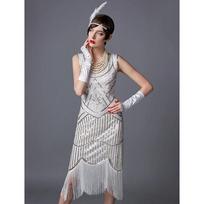 1920-ųjų retro kutų suknelė - Gatsby vakarėlio scenos pasirodymo kostiumas 4XL gray