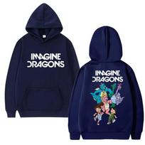 Rock Band Imagine Dragons Loom World Tour 2025 fashion Hoodie  Unisex Cartoon print Casual pullovers Men women Fleece Sweatshirt XL black