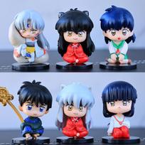 Latest Inuyasha Anime Figure Higurashi Kagome Miroku Sesshoumaru Action Figure Q Version Playthings Pvc Model Doll Gifts designed for Children black