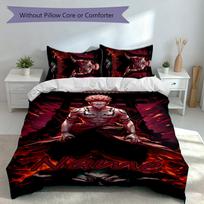 3pcs Custom Name Jujutsu Kaisen Sukuna and Tiger Staff Set,Includes 1 Duvet Cover and 2 Pillowcases,All-season Bedroom Decor 135cmx200cm
