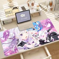 Anime Re Zero Rem Gaming Mouse Pad Antislip Rubber Base Large Pc Keyboard Laptop Desk Mat For Office Student Home 900x400x2mm gray