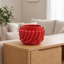 Planter with Chili Pepper Motifs Decorative Ceramic Plant Pot Stylish for Desk red