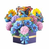 New 3D Pop-up Style 3D Greeting Card Romantic Creative Paper Pop Up Card Handmade 3D Floral Card Valentine's Day yellow