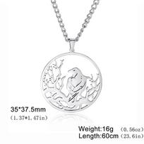 LIKGREAT Crow Raven Pendant Necklaces Norse Mythology Stainless Steel Gothic Necklace for Men Vintage Jewelry white