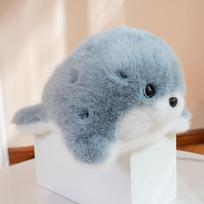 Chubby Seal Plush Toys  Fluffy Killer Whale Stuffed Animal Soft Doll with Small Black Eyes Cuddle Birthday Gift Ocean Animal Toy 24cm gray
