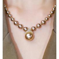 Elegant French-Inspired Pearl Zirconia Choker Necklace Women Geometric Design Adjustable Length Multiple Colors Queen Red Pearl Necklace brown