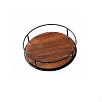 Rotating Condiment Tray 360Degree Rotation Wooden Turntable Organizer Wood Grain Finish Revolving 7 Inch brown