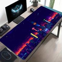 Cyberpunk City Neon Night Large Mouse Pad Non Slip Rubber Base View Print Gaming Desk Mat Mousepad For Gamer Desk Workspace 800x300x3mm