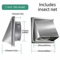 Stainless Steel Outdoor Vent Durable Extractor Wall Vent Air Vent Dryer Vent Cover  Outdoor Walls 7 Inch