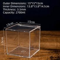 With Lids Acrylic Box Square Cube Display Box Organizer Clear Cube Box  Decorative Use 15*15*15cm