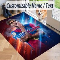 Individualus tekstas spausdintas kilimas Lamine Yamal neslystantis grindų kilimas namų kambario dekoravimui 40cmx60cm gray