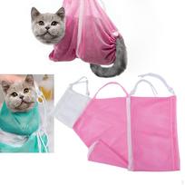 Katės maudymo maišas reguliuojamas nuo įbrėžimų kvėpuojantis tinklelis dušo tinklelis naminiams gyvūnams plauti ausis Pink White pink