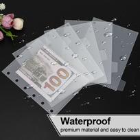 A7 5Pcs Binder Pockets Binder Zipper Folders For 6 Ring Notebook Divider Page Water-Repellent Pvc Leaf Document Filing Bag A7 white