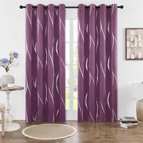 Pakuotė Užuolaidos Šilumos izoliacija Kambario tamsinimas Bangų folija Spausdinta Miegamojo Blackout Pagaminta iš poliesterio Dekoras Langų apdaila W100*H130(CM)-Hooks&2PCS gray