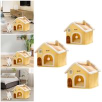 Winter Cat House Kitten Tent Small Pet Shelter Removable Cushion Activity Center Cat Sleeping Bed for Hamster Puppy Hedgehogs S for 2.5kg pet beige