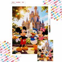 Disney Mickey Mouse Donald Duck Minnie Mouse diamond painting handmade diy mosaic art painting kit home decoration Round 20x30cm beige