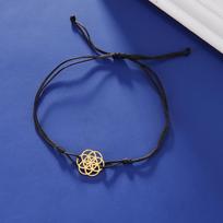 Dawapara Flower of Life Metatron Cube Bracelet for Women Men Adjustable Rope Chain Stainless Steel Charm Bracelet Couple Jewelry blue