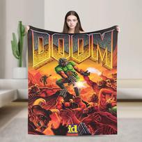Doom Slayer Gaming Blanket  Warm Fashion Plush Throw Blanket For Couch Chair Sofa Bed Camping Flannel Bedspread Bed Cover 75cmx90cm orange