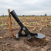 Corn Stalk Puller Long Handle Tuber LaborSaving Remover for Farmers, Gardeners, Flat Head Single black