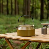 Camping Kettle Stainless Steel Pot with HeatResistant Handle Portable Boiling Water 800ML chaki