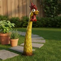 Screaming Chicken Statue WeatherResistant Resin Googly Eye Duck Figurine HandPainted Cartoon Male Screaming Chicken brown