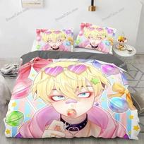 Exquisite 3D Anime Tokyo Avengers Manjiro Sano Wallpaper Print Bedding Set Duvet Cover Comforter Bed Youth Kids Girls Boys Gift EU Single 135*200cm/53x79in 3pcs gray