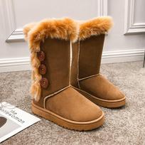 Women's Mid-Tube Wool Ball Snow Boots - Style 5825 Warm Cotton Shoes 38 brown
