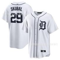 Mens Orange Detroit Tigers Baseball Jersey Custom Embroidered 29 Skubal 35 Verlander Cotton Sport Shirt XXXL red