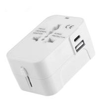 Universal Travel Ac Power Adapter With Dual Usb Ports Eu Us Uk Au Outlet Converter Socket Plug Global Conversion Charger 1U1C balta