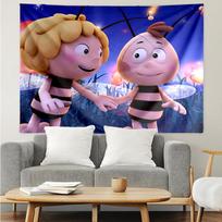 Maya the Bee Print Tapestry, Backdrop, Easy Setup, Ideal for Bedroom, Office & Living Room, with Aesthetic Wall Hanging Decor. 100cmx150cm brown