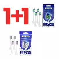 1+1BRUSHIO suderinami su Philips Sonicare šepetėliais, 4 vnt. STANDART + 4 vnt. dantų apnašų šalinimui