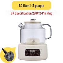 110V Glass Tea Kettle: Health Pot for Office and Home, Compatible with US, European, and British Standards. 1200ml Capacity white