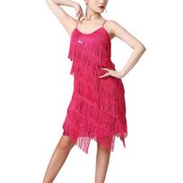Moterų lotynų šokių suknelė Blizgantys blizgučiai Reguliuojami ploni petnešėlės Kutais puošta apačia Kutų detalės Samba, Tango pasirodymams S