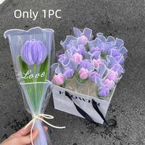 Tulip Twisting Rod Handmade Graduation Gifts Sweet Flower Bouquet Teachers' Day Friendship Artificial Tulip Flower Bestie gray