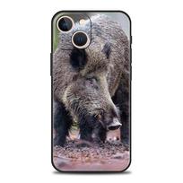 Animal Wild Boar Phone Case For iPhone 16e 15 14 13 12 11 Pro Max XS X XR SE 7 8 Plus Shell iPhone 16 Soft TPU Cover For iPhone 16Pro Max gray