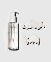 Edview Master Ceramic Gua Sha Body Care Full Set (2 Types of Gua Sha + Multi-Oil) White glossy gray
