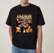 International Kung Fu Star Jackie Chan's Classic Poster Printed Men's Shirt, Everyday Casual St XXXXL black
