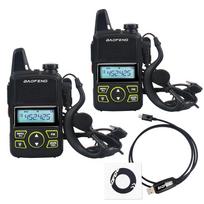 2pcs/Paired Baofeng BF-T1 Mini Pocket FM Ham Walkie Talkie UHF 400-470MHz 2W 20Ch with Earphone and 1pcs USB Programming Cable BRITISH