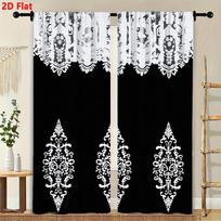 2PCS Digital Printed Curtains, Nordic Lace Ornamental Delicate Elegant, Modern Home Decor Style for Living Room Bedroom Decor 75x166cmx2&Rod pocket &2 panels white