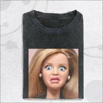 Vintage Washed Shock Doll Shirt, Surreal Doll Face Tee, Ironic Statement Shirt, Meme Shirt For Women Washed T-shirt 150 black