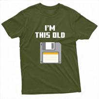 Im This Old Retro Floppy Disk Graphic Print Crew Neck Short Sleeve Tees Vintage Computer Tech Humor Slogan Casual Unisex T Shirt XL gray