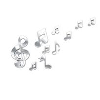 Removable Finish Music Note Wall Sticker 3D Look Embossed Texture Embossed Wall Decal Silver Color 23 x 13 cm Size