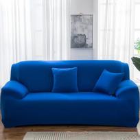 1/2/3/4 vietų šilkinis vėsus sofos užvalkalas svetainei, L formos kampinei sofai, 2024 m. elastaninis ištempiamas sofos apsaugotojas 90-140cm blue