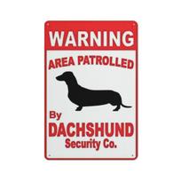 Vintage Decorative Metal Tin Sign Caution Restricted Area Dachshund 24 Hour Monitoring Warning Decorative Metal Plate 8x12 Inch 20x30cm red