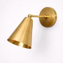 Antique Brass Cone Wall Sconce Mid-Century Modern Raw Brass Wall Light Home Decor beige