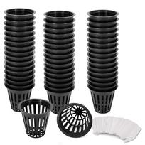 2 inch Net Pots for Hydroponics 50 Packs with Plant Lable Heavy Duty, Reusable, UV Resistant Slotted Mesh Net Cups for Tower Gardens,Aeroponics System 2 inch 50 packs gray