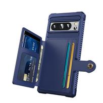 Google Pixel 7 Pro 7A Pixel 8 Pro Pixel 8 dėklas su kortelių laikikliu, tvirtas smūgiams atsparus odinis atverčiamas piniginės dėklas For Pixel 7 Pro mėlyna