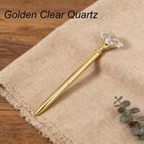 Natural Crystal Raw Stone Pens Stylus Diamond Metallic Ballpoint Writing Pens for Gift (as the picture,One Size) beige