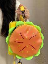 Animacinių filmų sūris Stereo Burger Crossbody Bag Girl Mielas Viskas Pečių krepšys Juokinga maža kuprinė (20cm<Max Length<30cm) orange